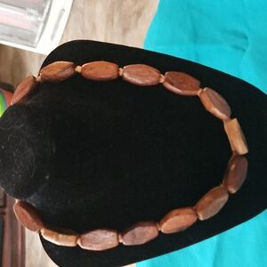 Elegant Wooden Bead Necklace 15 Inches